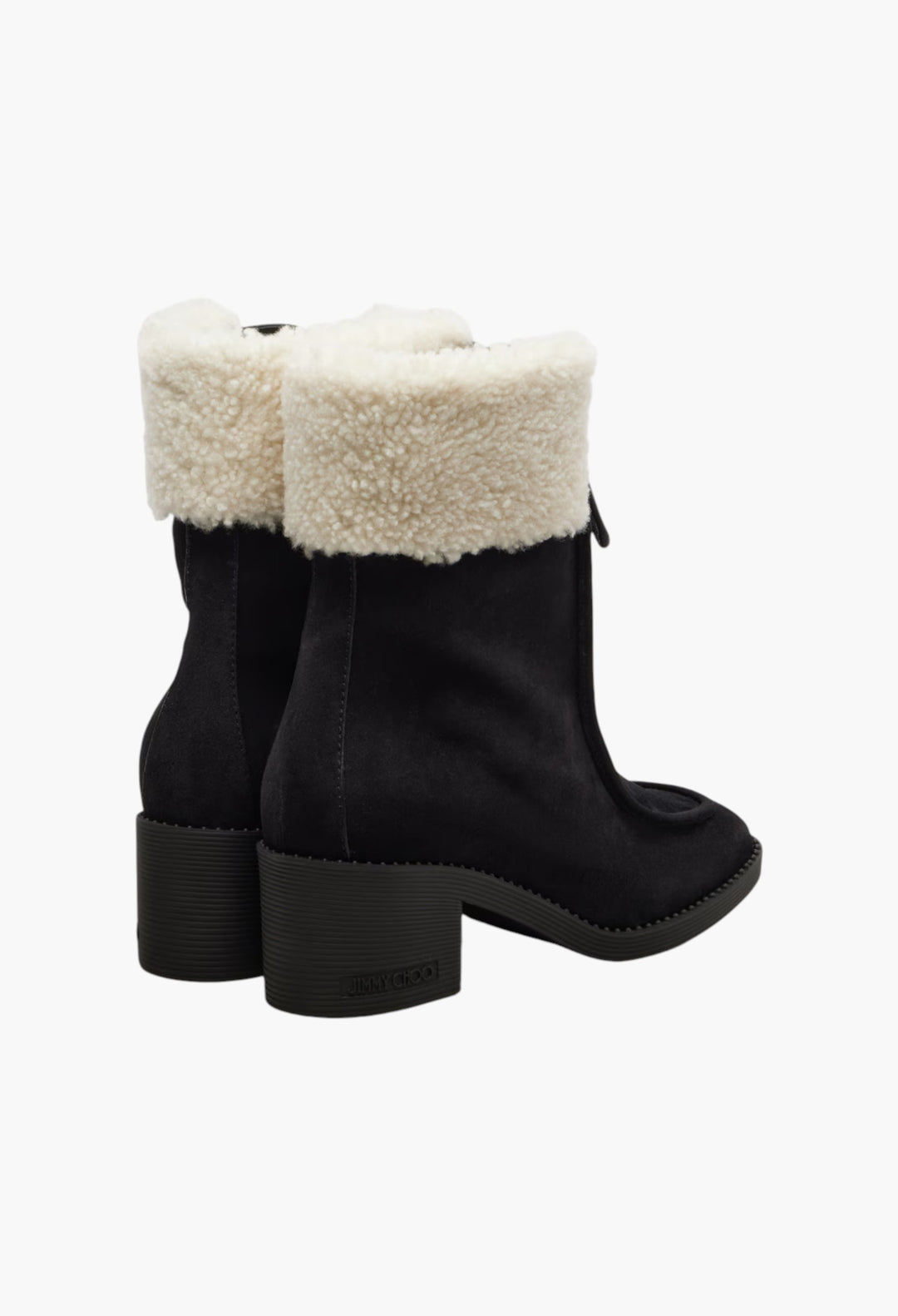 Black, White - Hali 60 Shearling-Trimmed Suede Ankle Boots - GLAM MODA