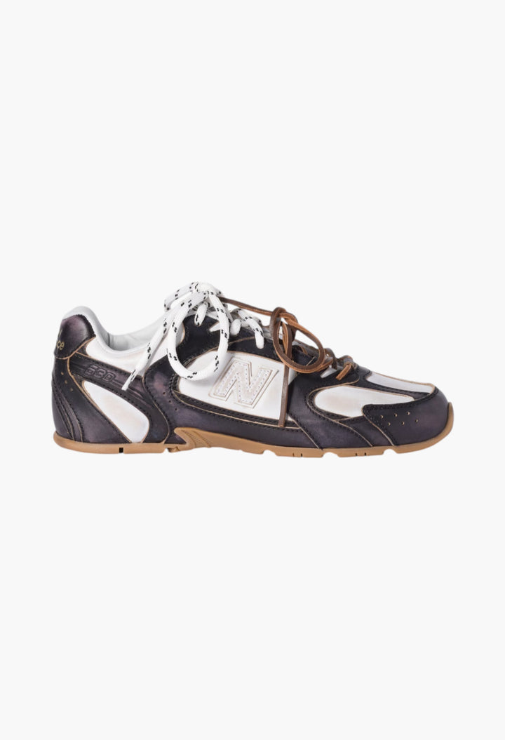Black/White - New Balance X Miu Miu 530 SL Deco' Calf Leather Sneakers - GLAM MODA