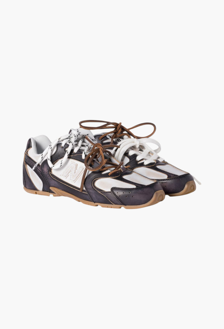 Black/White - New Balance X Miu Miu 530 SL Deco' Calf Leather Sneakers - GLAM MODA