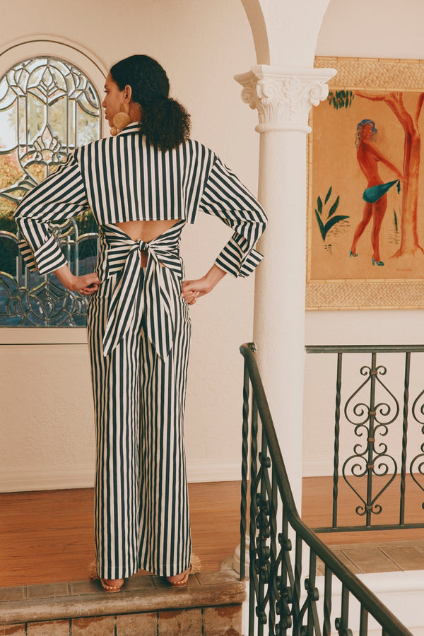 Black/White Stripe - Loch Striped Poplin Button Up