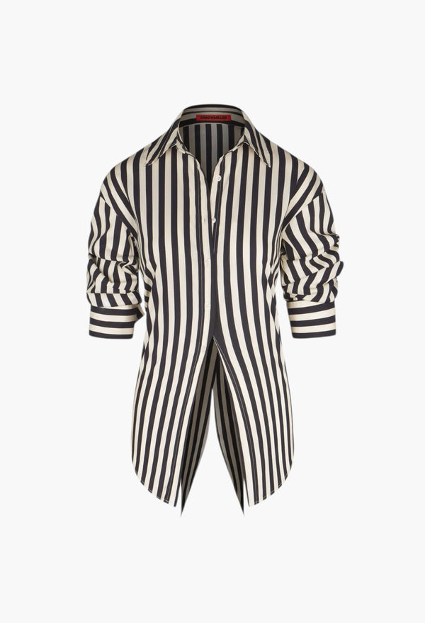 Black/White Stripe - Loch Striped Poplin Button Up