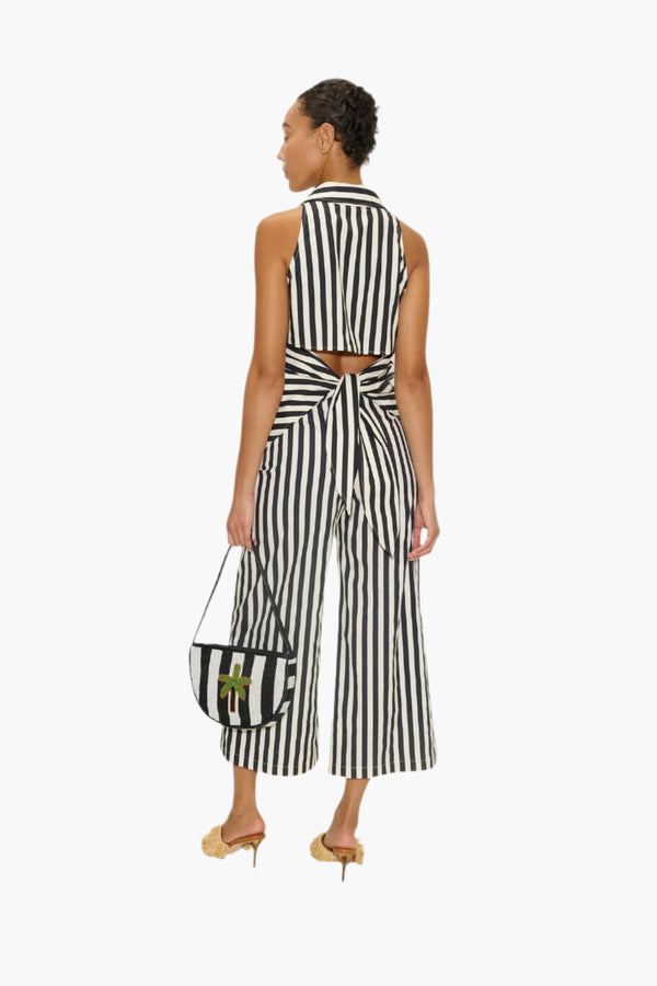 Black/White Stripe - Loch Striped Sleeveless Poplin Button Up