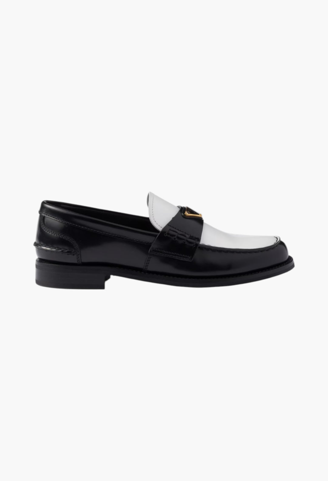 Black/White - Two-Tone Brushed Leather Loafers - GLAM MODA