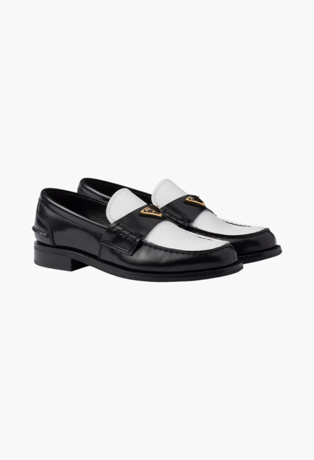 Black/White - Two-Tone Brushed Leather Loafers - GLAM MODA