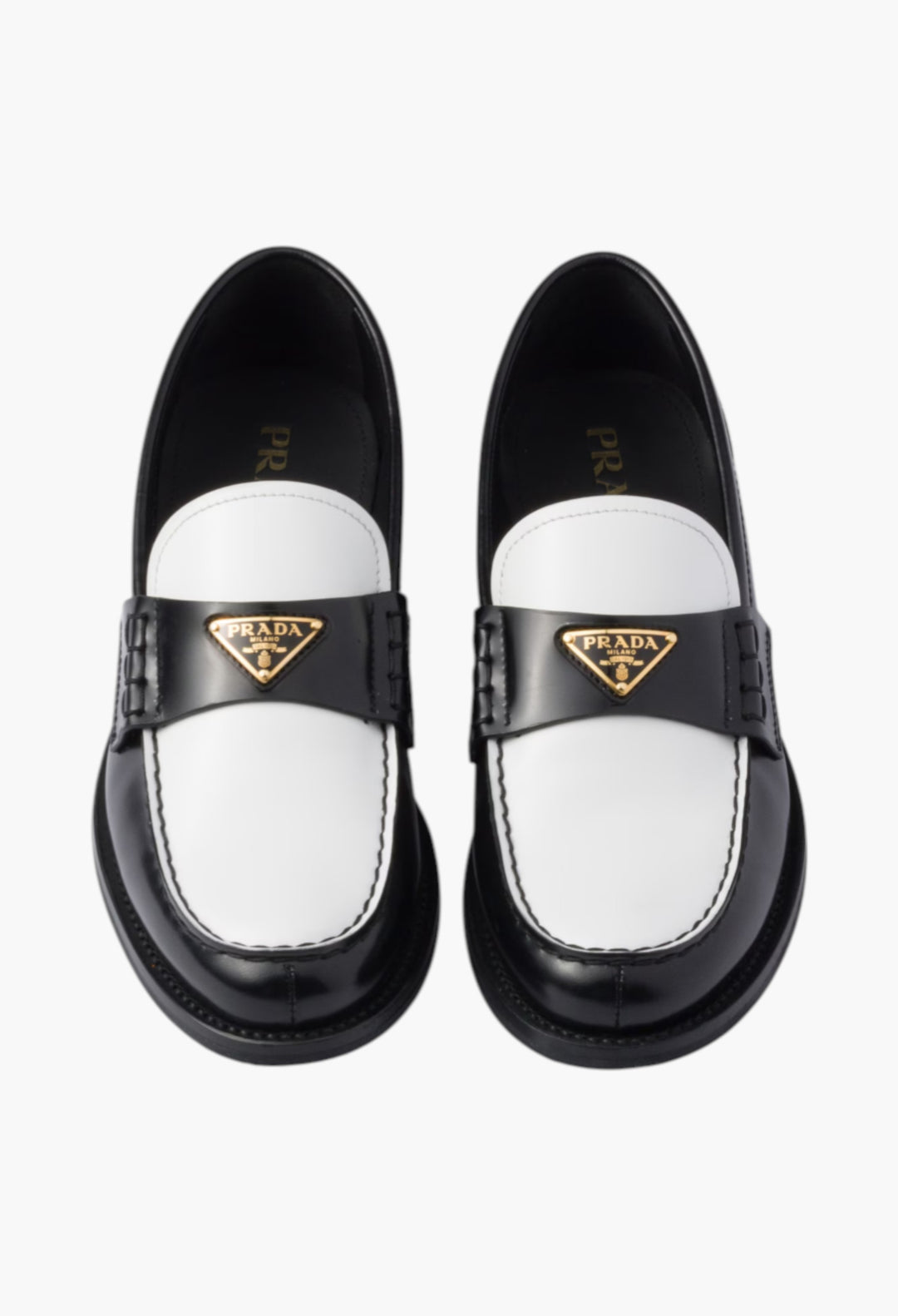 Black/White - Two-Tone Brushed Leather Loafers - GLAM MODA