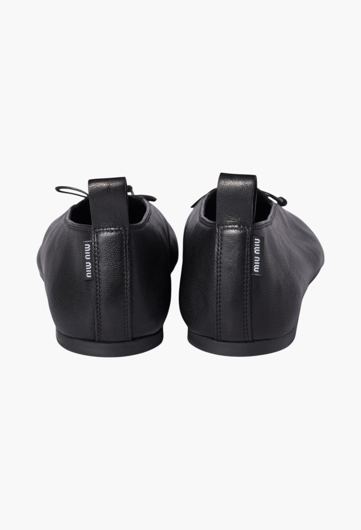 Black - Élan Nappa Leather Ballerinas - GLAM MODA