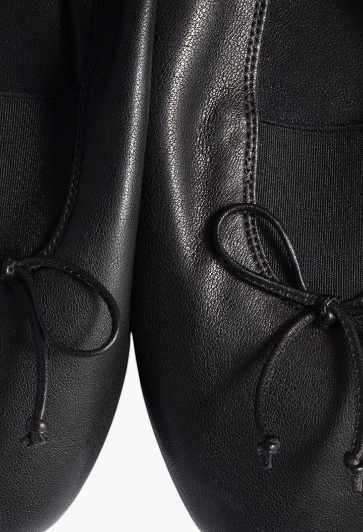 Black - Élan Nappa Leather Ballerinas - GLAM MODA