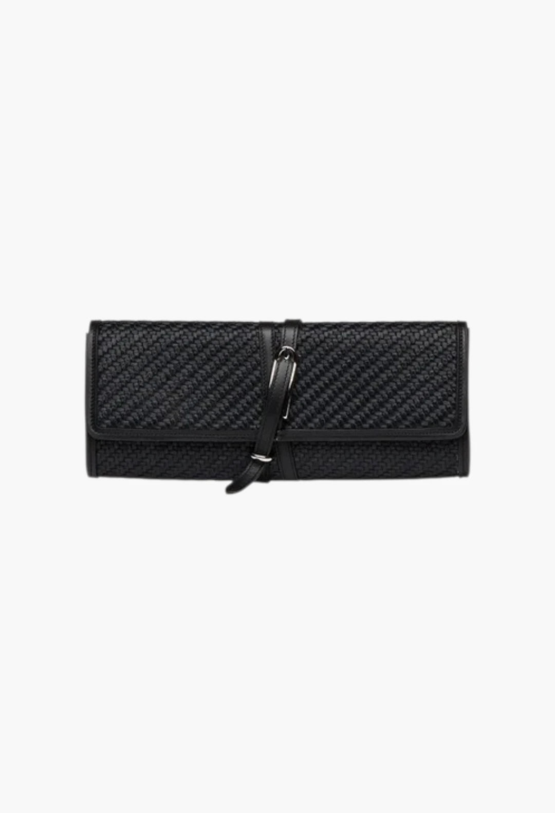 Belted Clutch Black Croc