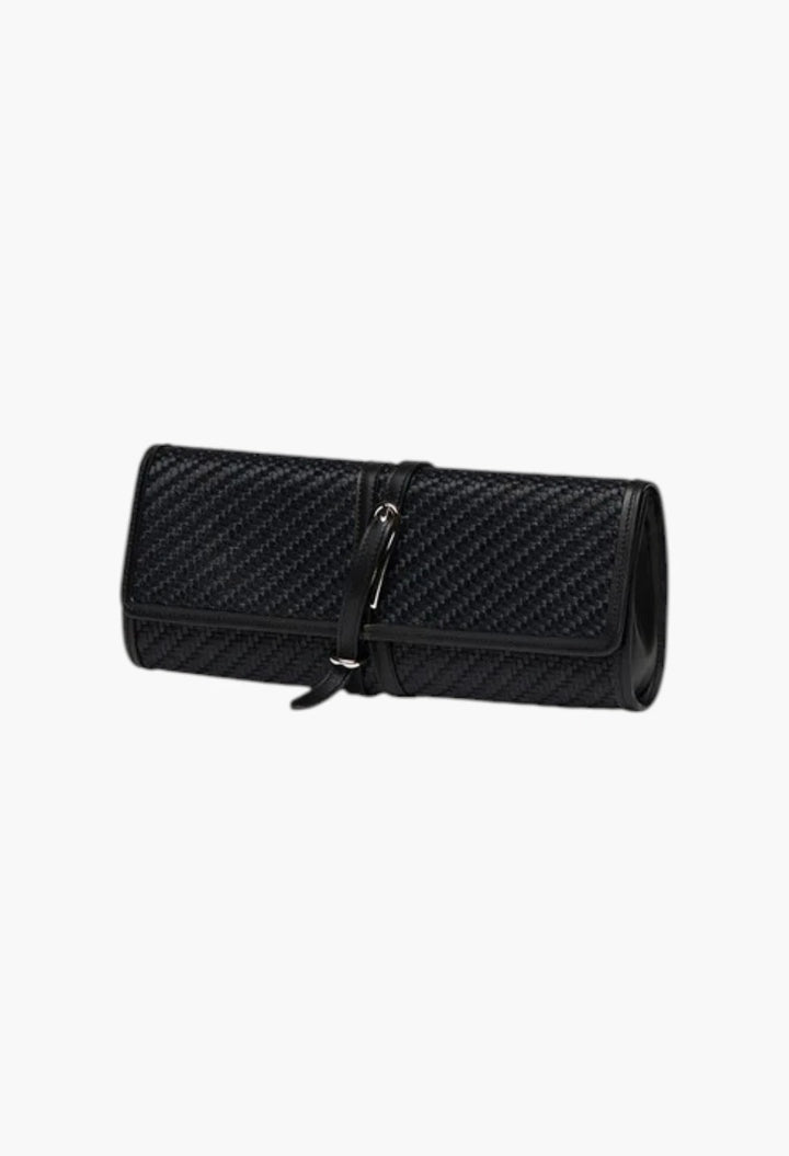Belted Clutch Black Croc