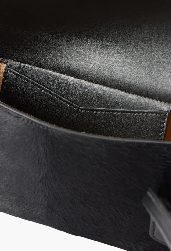 Le Teckel Flap Small calf hair leather-trimmed shoulder bag