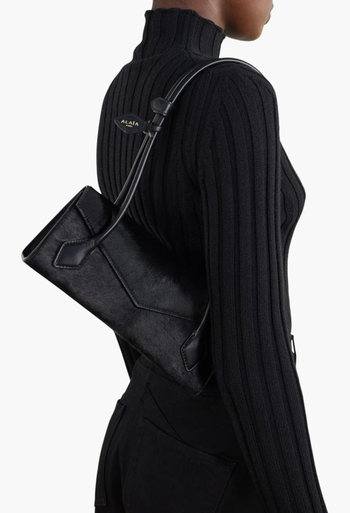 Le Teckel Flap Small calf hair leather-trimmed shoulder bag