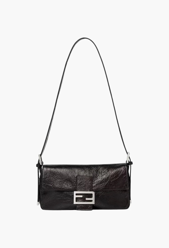 Baguette® 26424 Crackled black leather bag