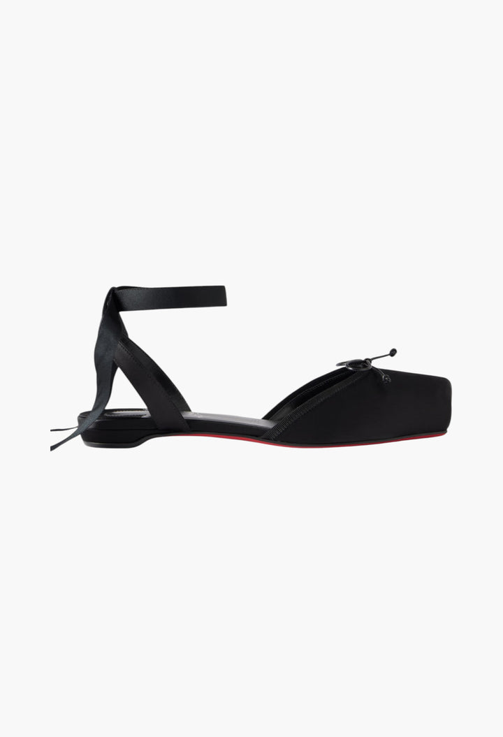 Cassia Bow-Detailed Grosgrain-Trimmed Satin Flats