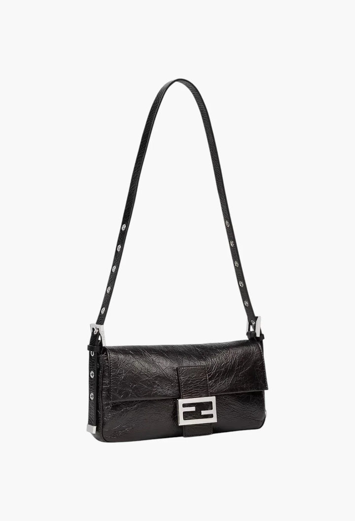 Baguette® 26424 crackled black leather bag