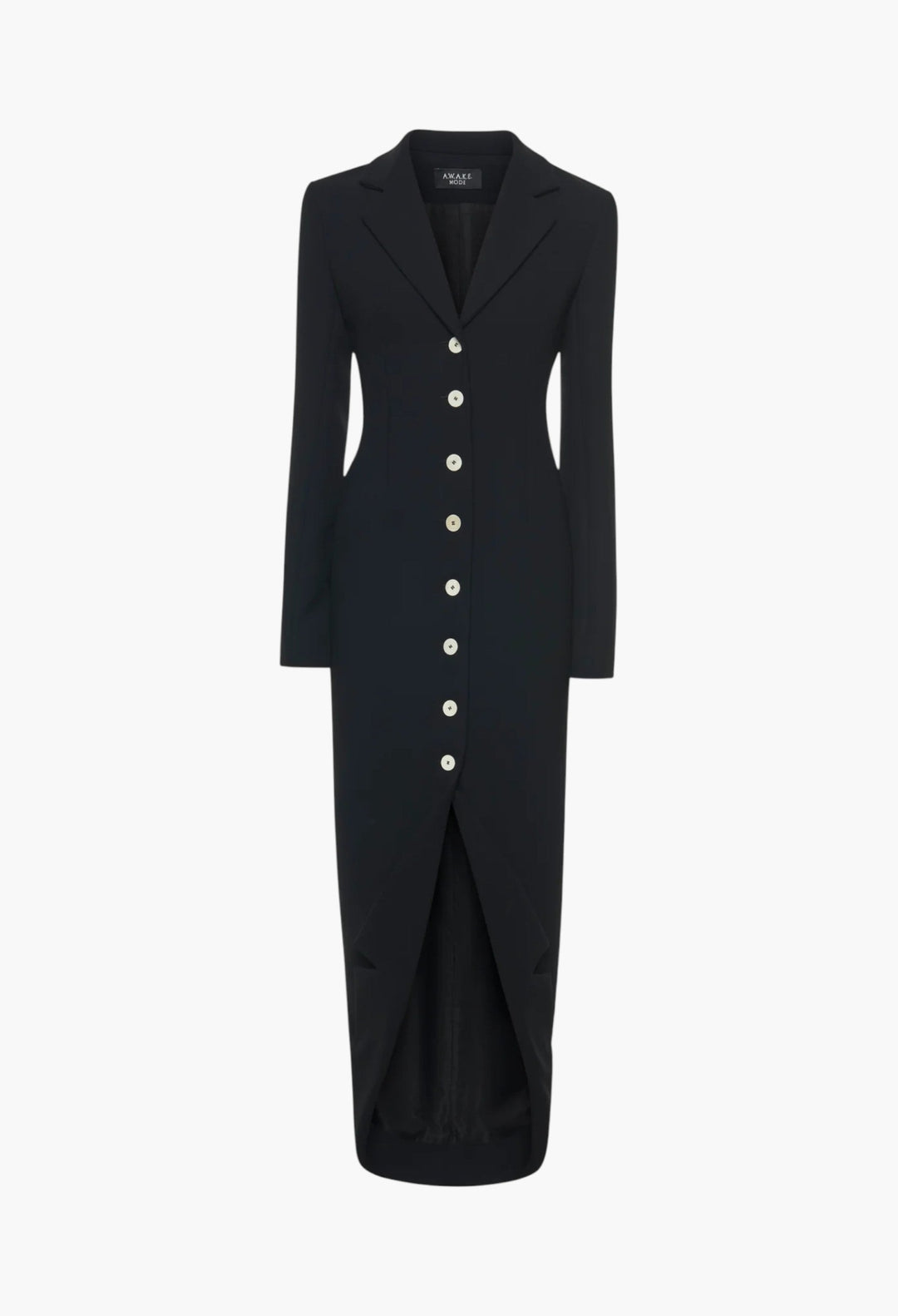 Tailored Shirt Dress With Jacket Collar At Hem Black - GLAM MODA