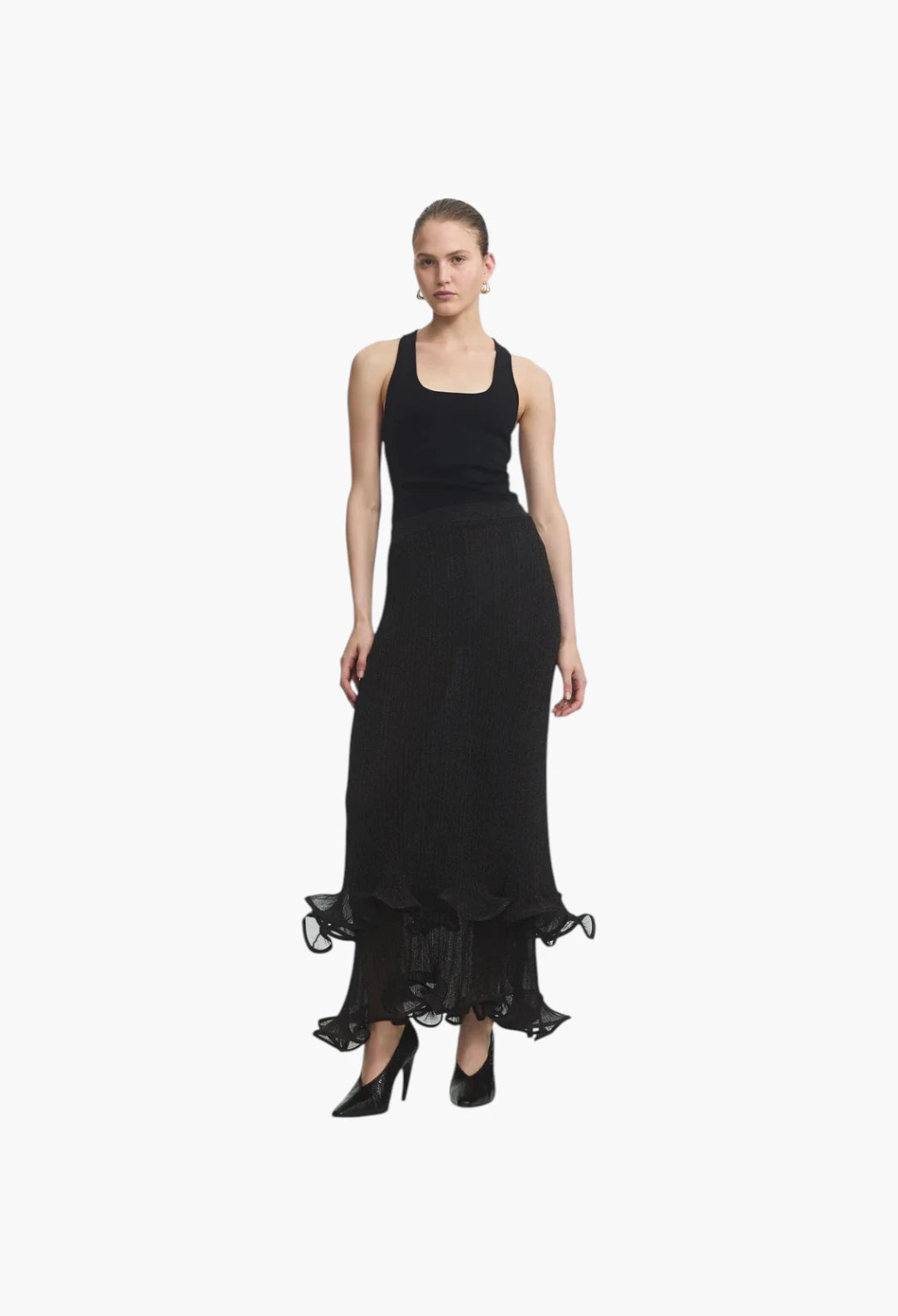 Agata Ruffle Knit Midi Skirt