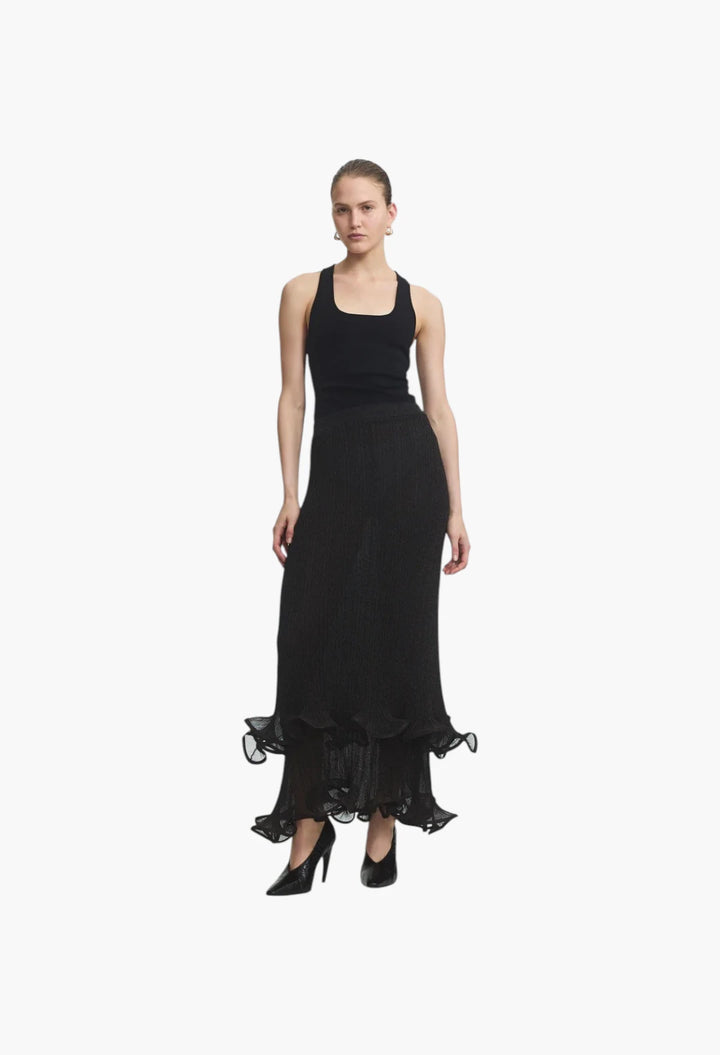 Agata Ruffle Knit Midi Skirt