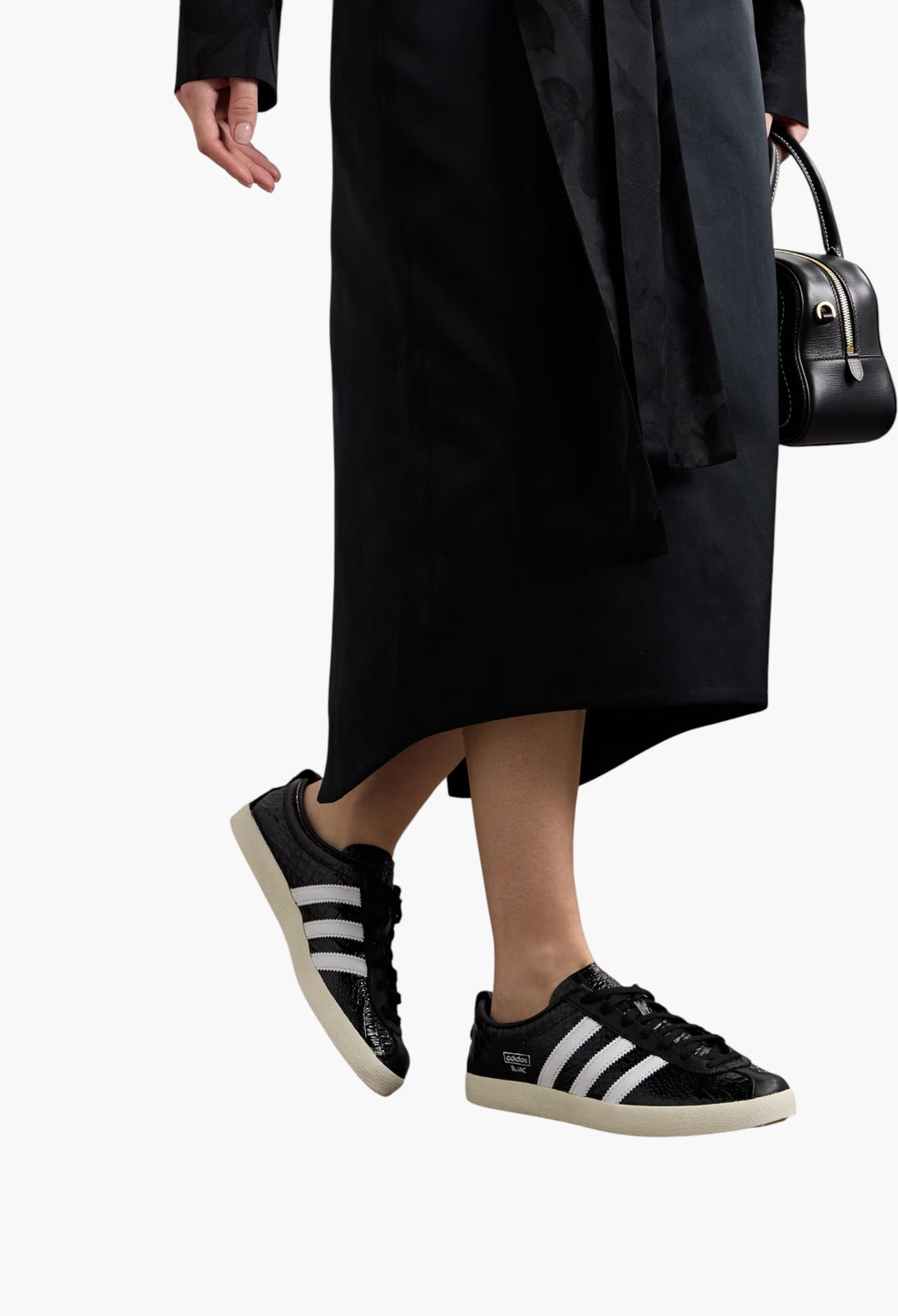 Blanc Croc-Effect Glossed-Leather Sneakers - GLAM MODA