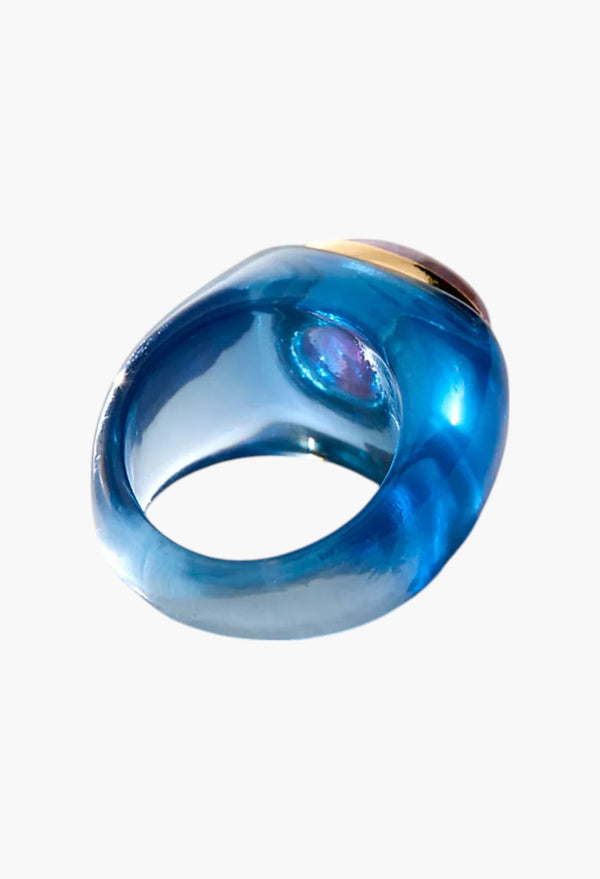 Blue & Amethyst - Studio Resin Ring