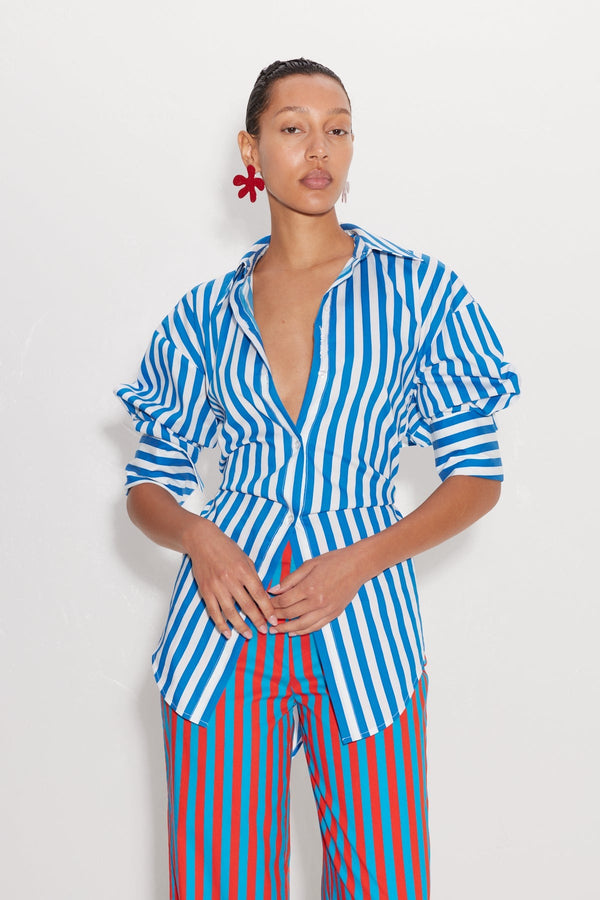 Blue Stripe - Loch Striped Poplin Button Up