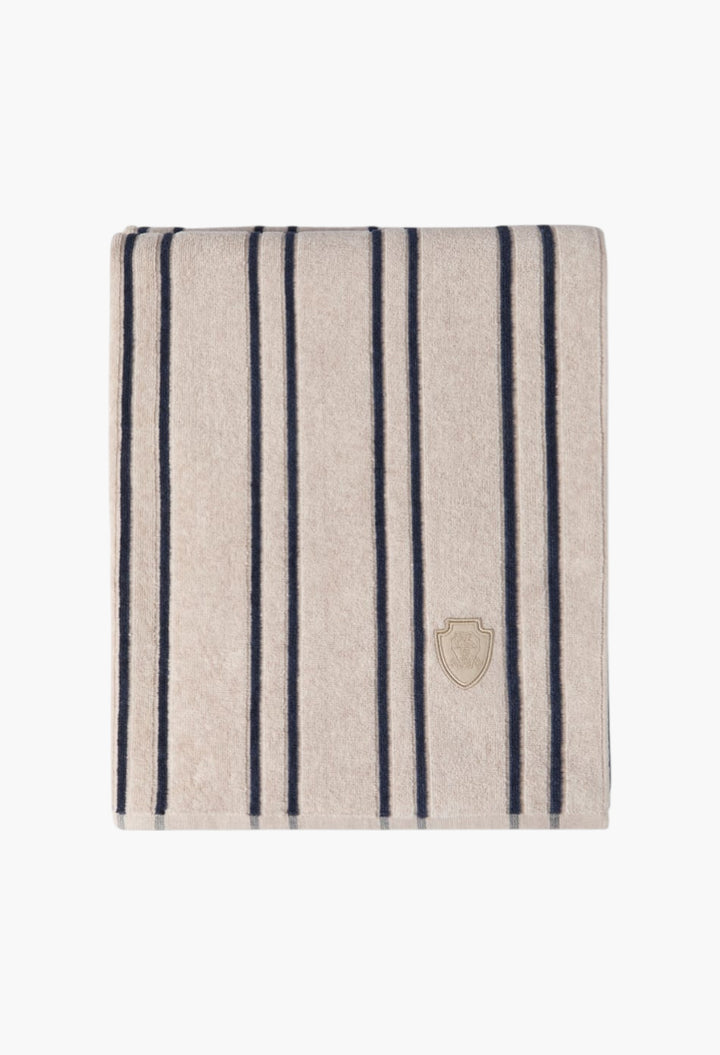 Striped Cotton Terrycloth Towel With Logo - GLAM MODA