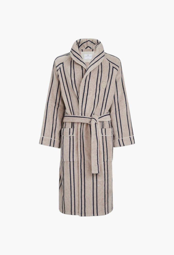 Striped Cotton Terrycloth Bathrobe With Logo - GLAM MODA