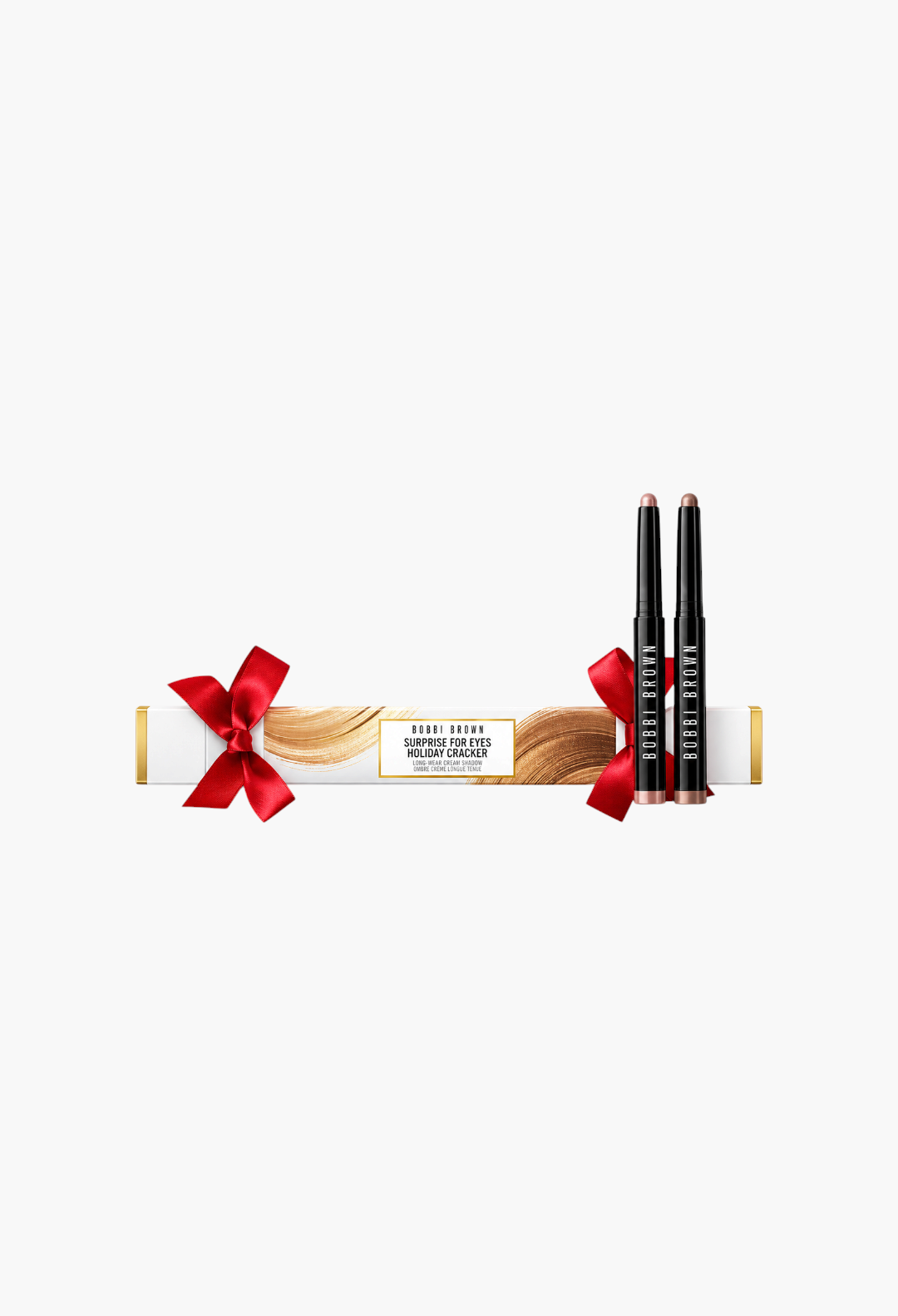 GLAM MODA Bobbi Brown Surprise For Eyes Holiday Cracker set with two cream shadow sticks in Taupe and Bellini shades.