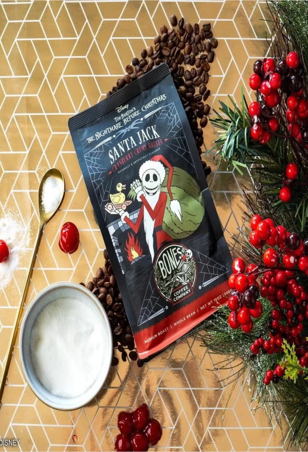 Bones Coffee Company The Nightmare Before Christmas Santa Jack Flavored Coffee Beans