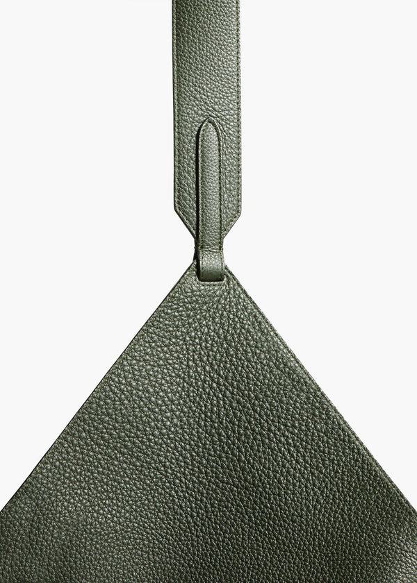 Bottle Green Pebbled Leather - Small Lotus Tote