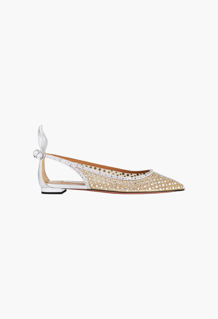 Bow Tie Crystal Tulle Flat - GLAM MODA