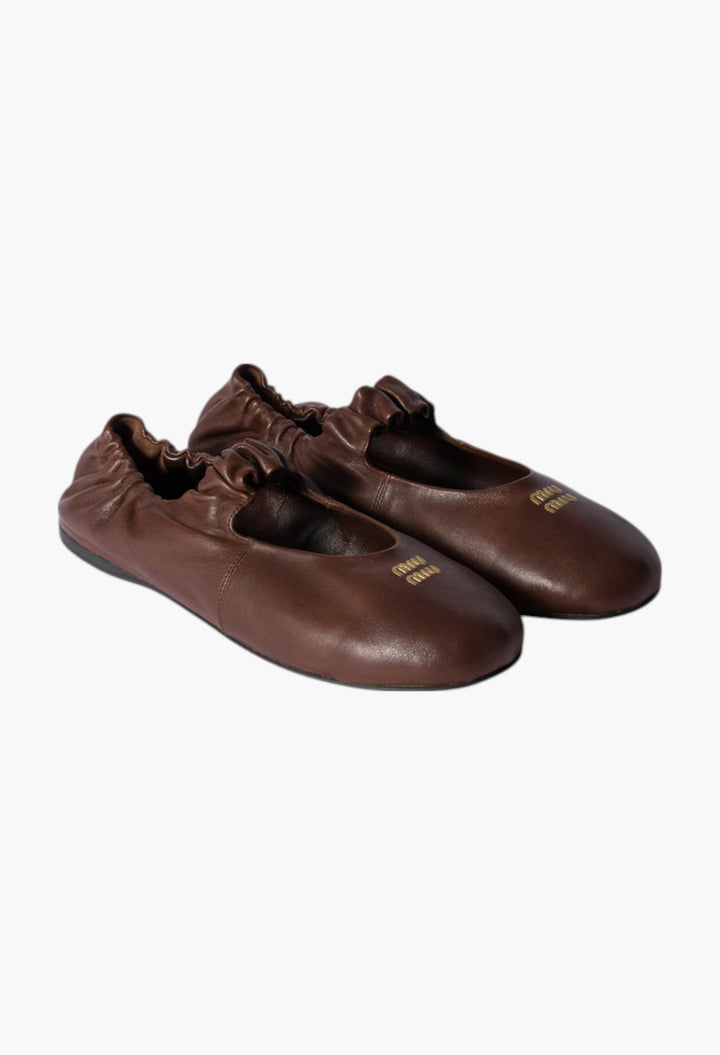 Briarwood - Ruches Nappa Leather Ballerinas - GLAM MODA