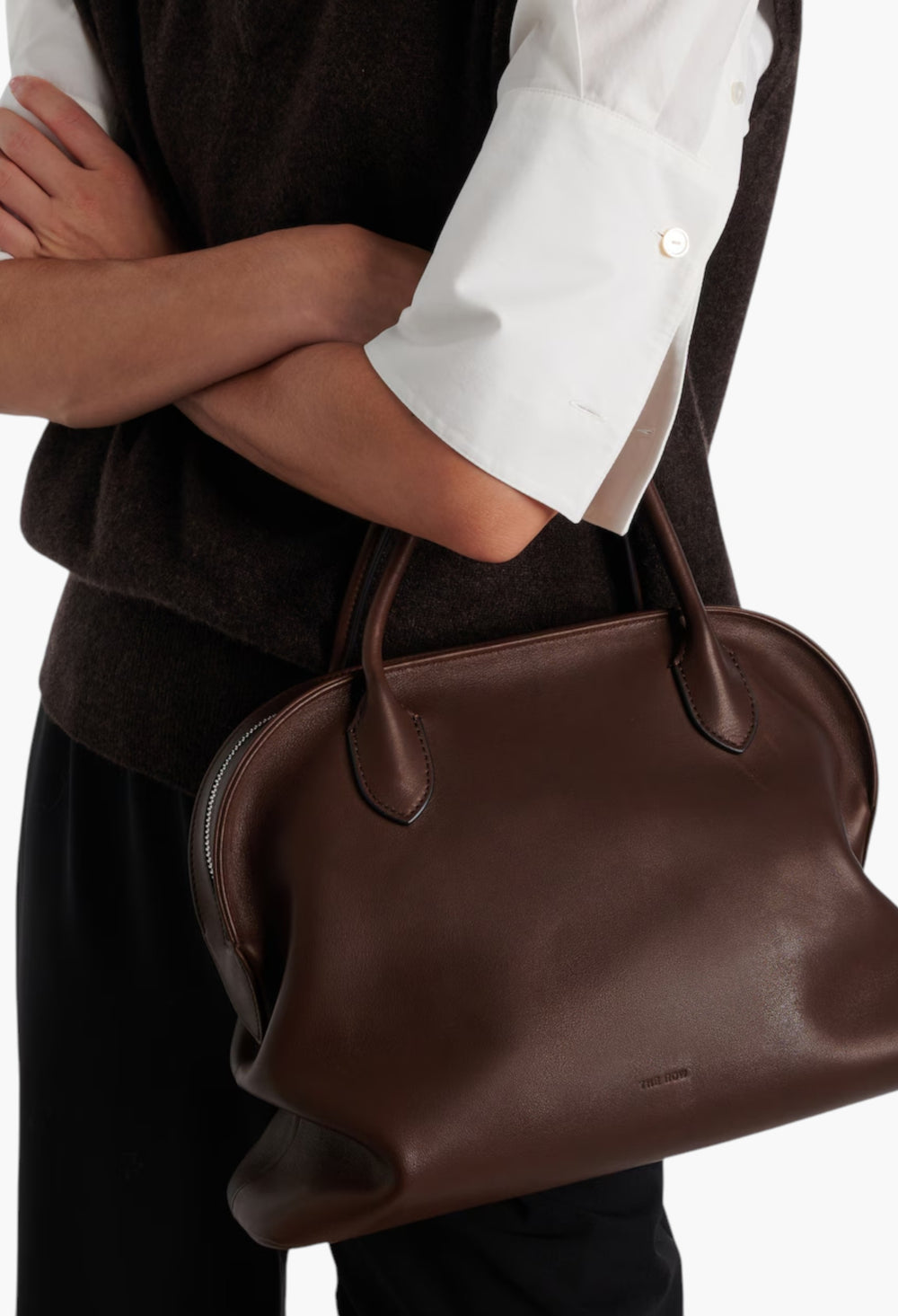 Brown - Agnes Leather Tote Bag - GLAM MODA