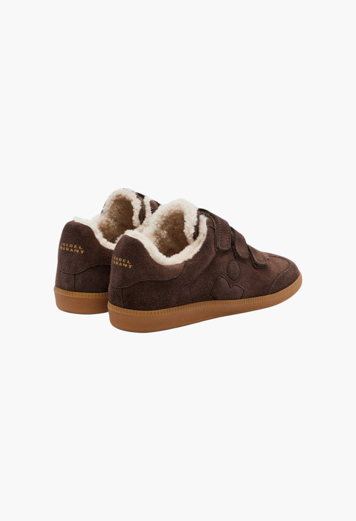 Brown / Beige - Beth Shearling-Trimmed Suede Sneakers - GLAM MODA