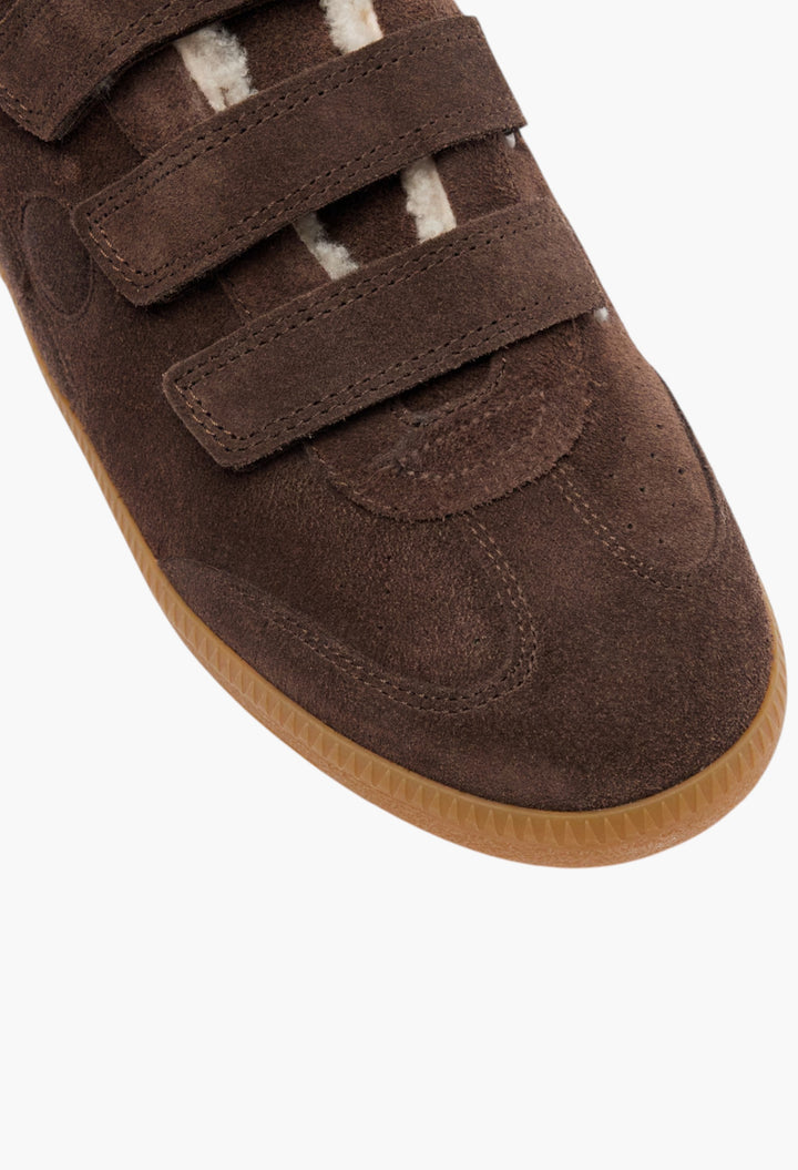 Brown / Beige - Beth Shearling-Trimmed Suede Sneakers - GLAM MODA