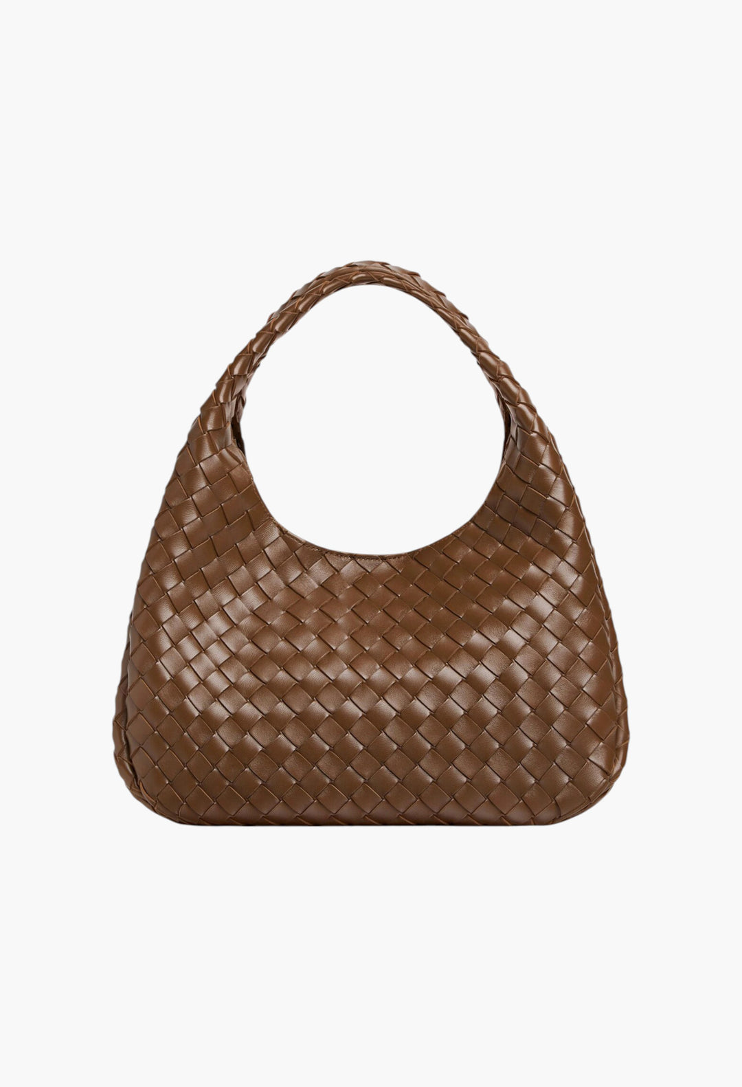 Brown - Campana Shoulder Bag in Intrecciato Leather - GLAM MODA