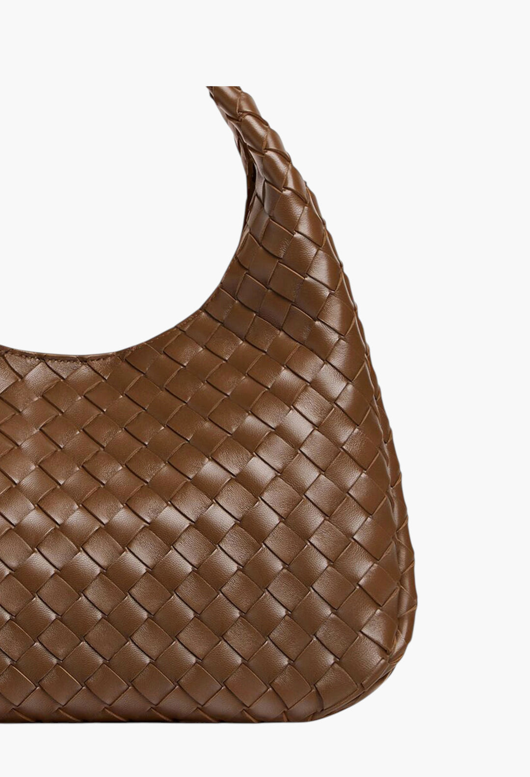 Brown - Campana Shoulder Bag in Intrecciato Leather - GLAM MODA