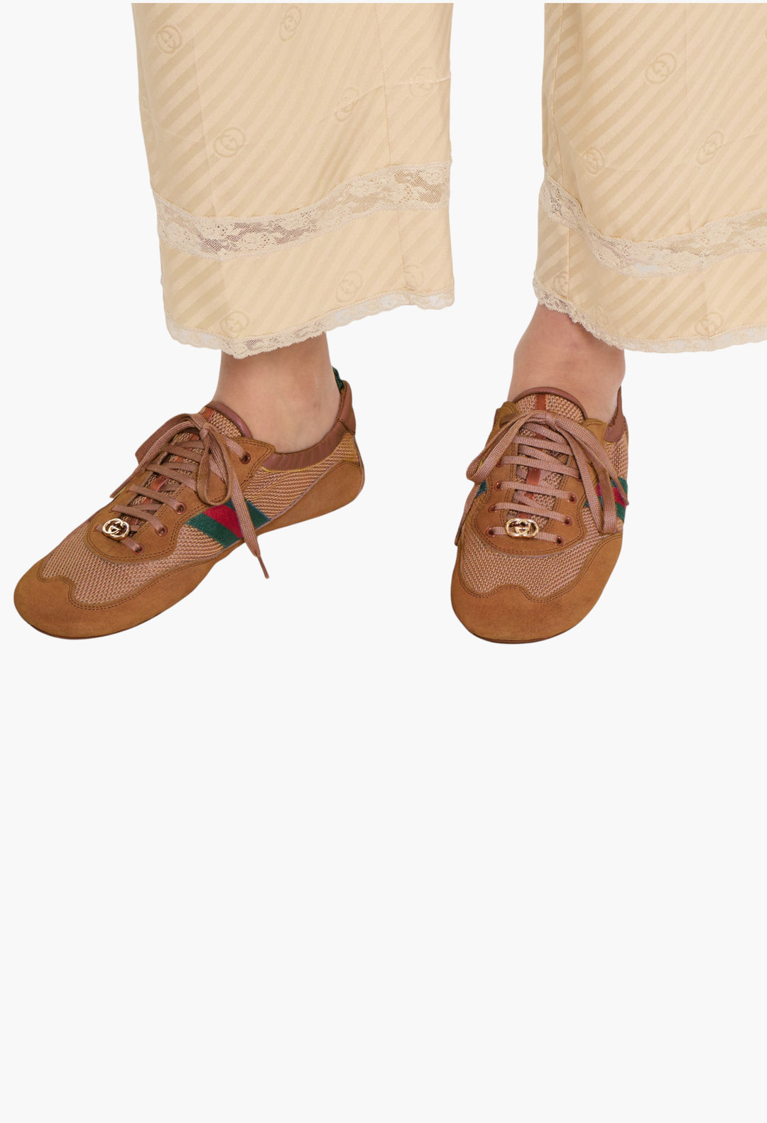 Brown Fabric - Women's Gucci Shift Sneaker - GLAM MODA