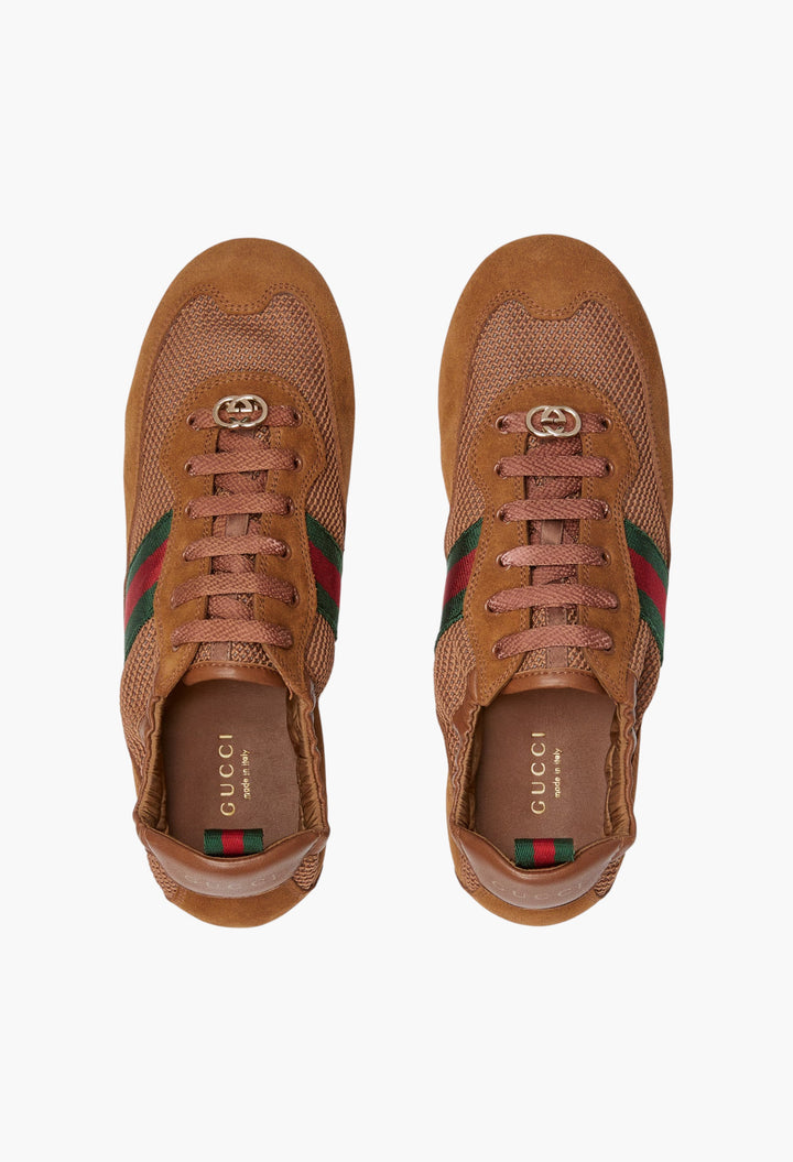Brown Fabric - Women's Gucci Shift Sneaker - GLAM MODA