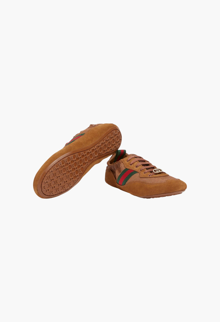 Brown Fabric - Women's Gucci Shift Sneaker - GLAM MODA