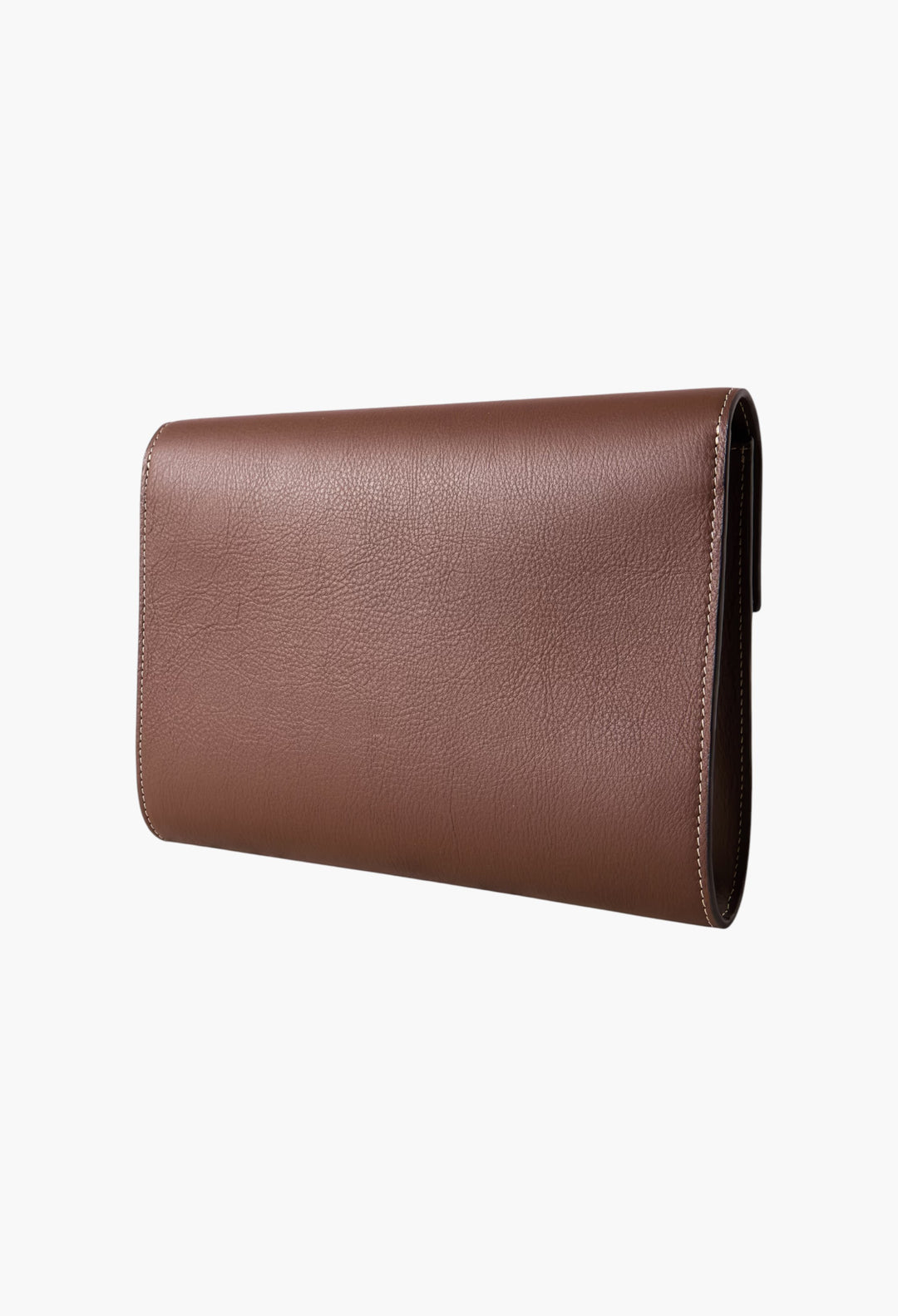 Brown - Large Leather Clutch - GLAM MODA