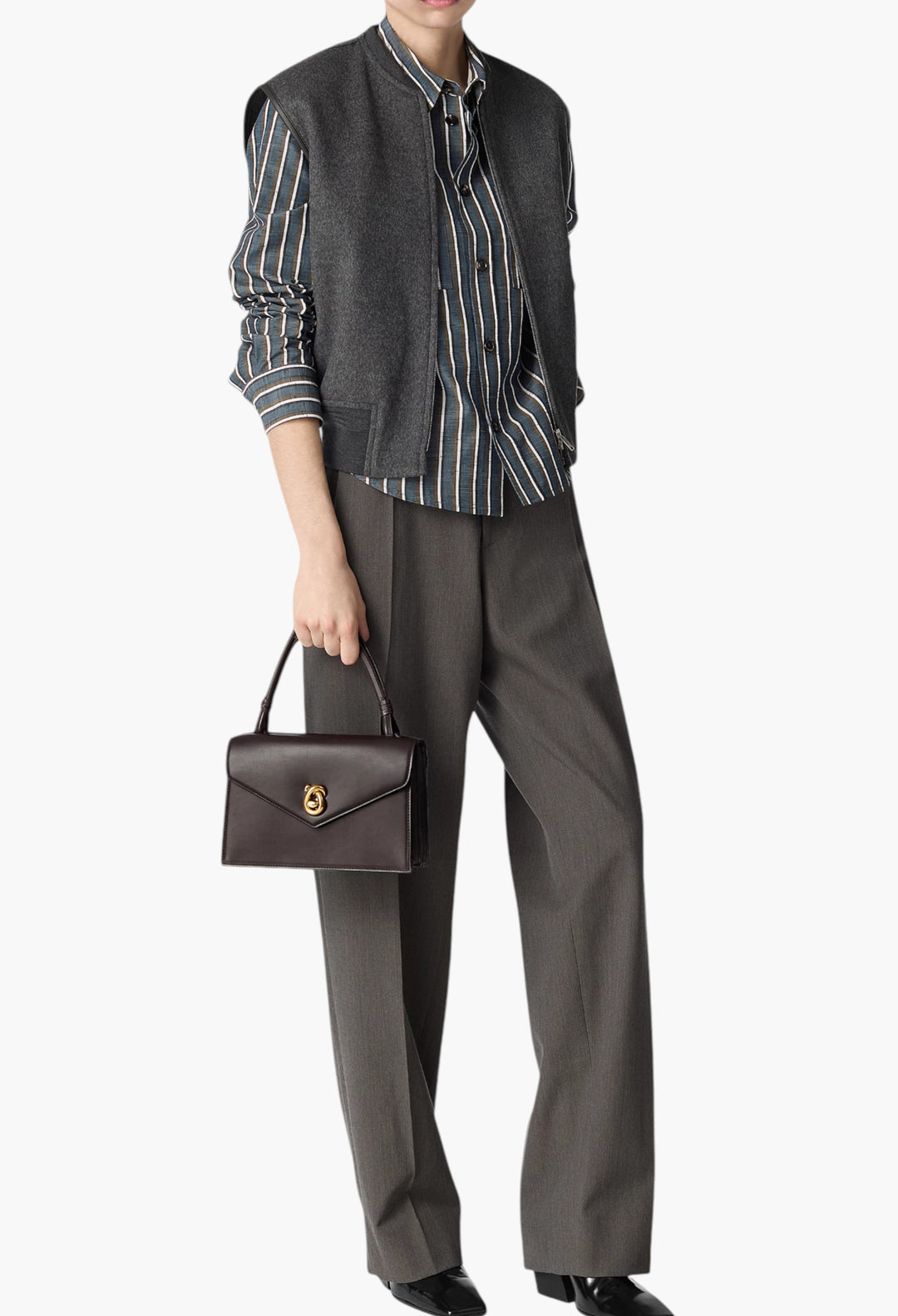 Brown - Nodo Piano Shoulder Bag in Calfskin Leather - GLAM MODA