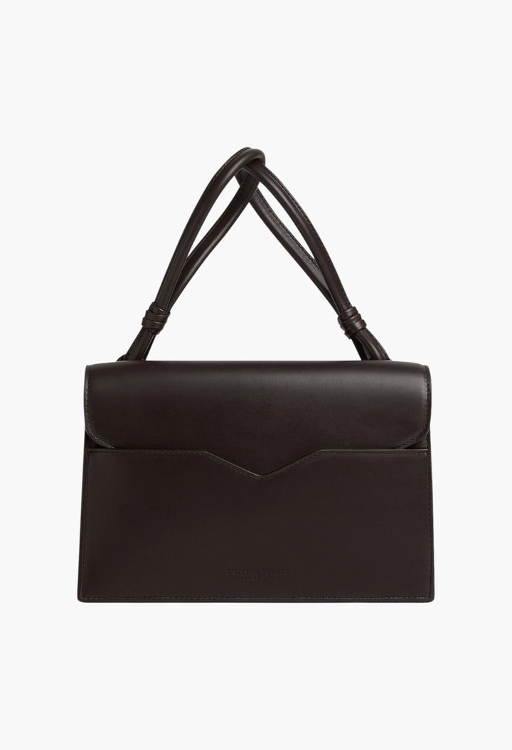 Brown - Nodo Piano Shoulder Bag in Calfskin Leather - GLAM MODA