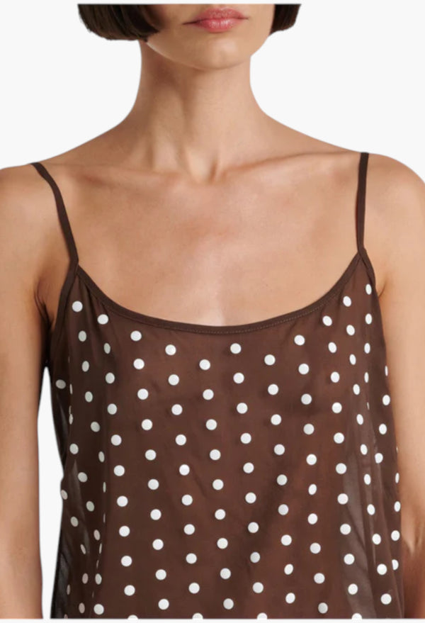 Brown - Polka-Dot Silk-Blend Tank Top