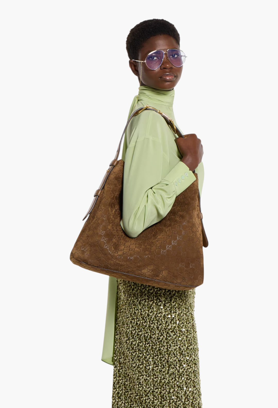 Brown Suede - Gucci Beatrix Large Tote Bag - GLAM MODA