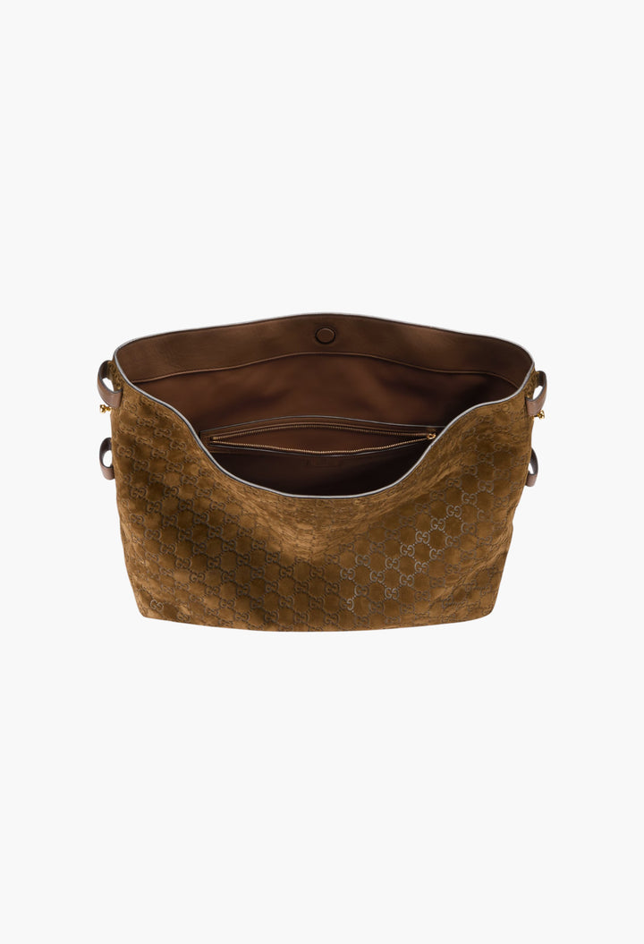 Brown Suede - Gucci Beatrix Large Tote Bag - GLAM MODA