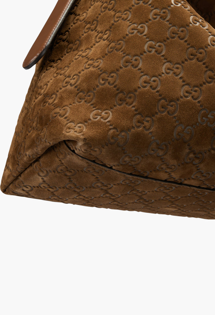 Brown Suede - Gucci Beatrix Large Tote Bag - GLAM MODA