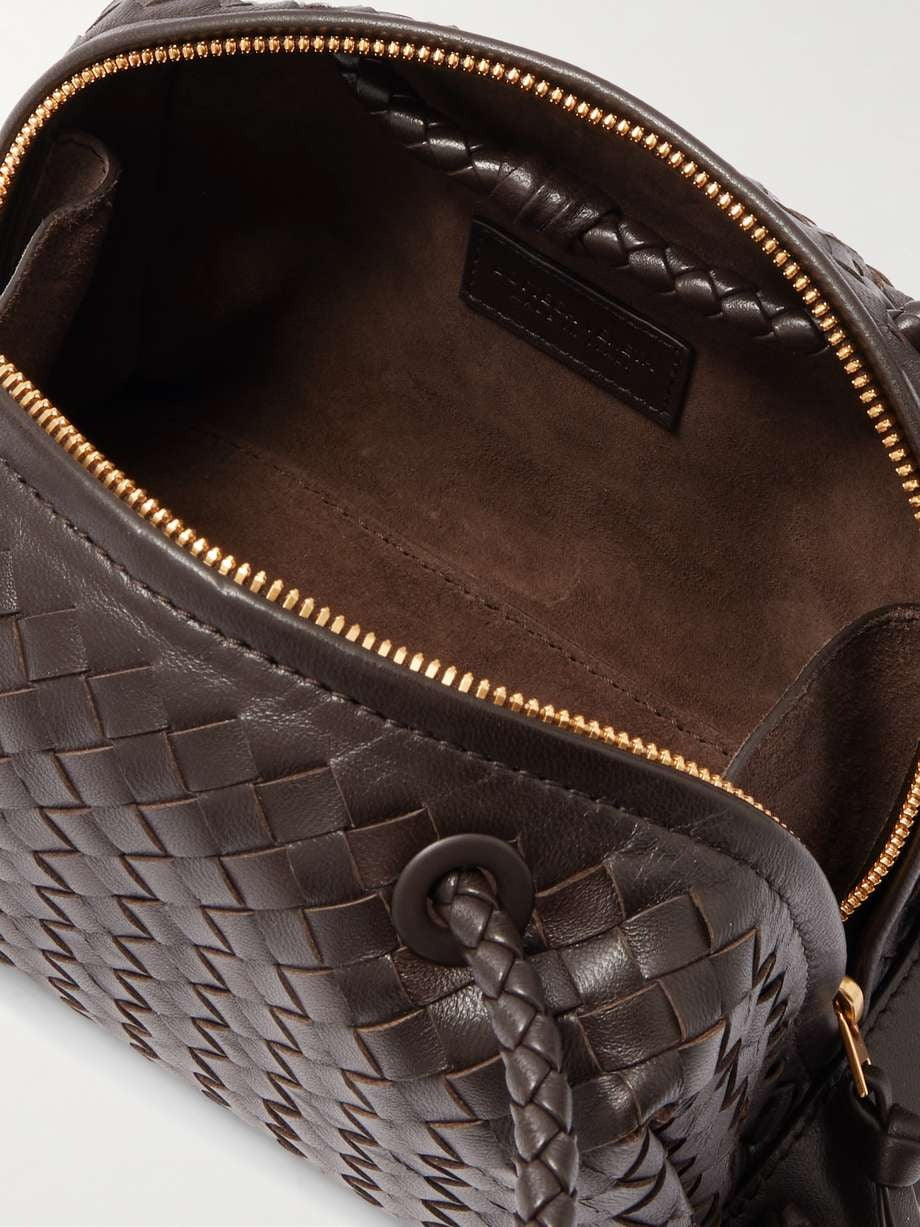 Brown - Tokyo Intrecciato Leather Shoulder Bag - GLAM MODA