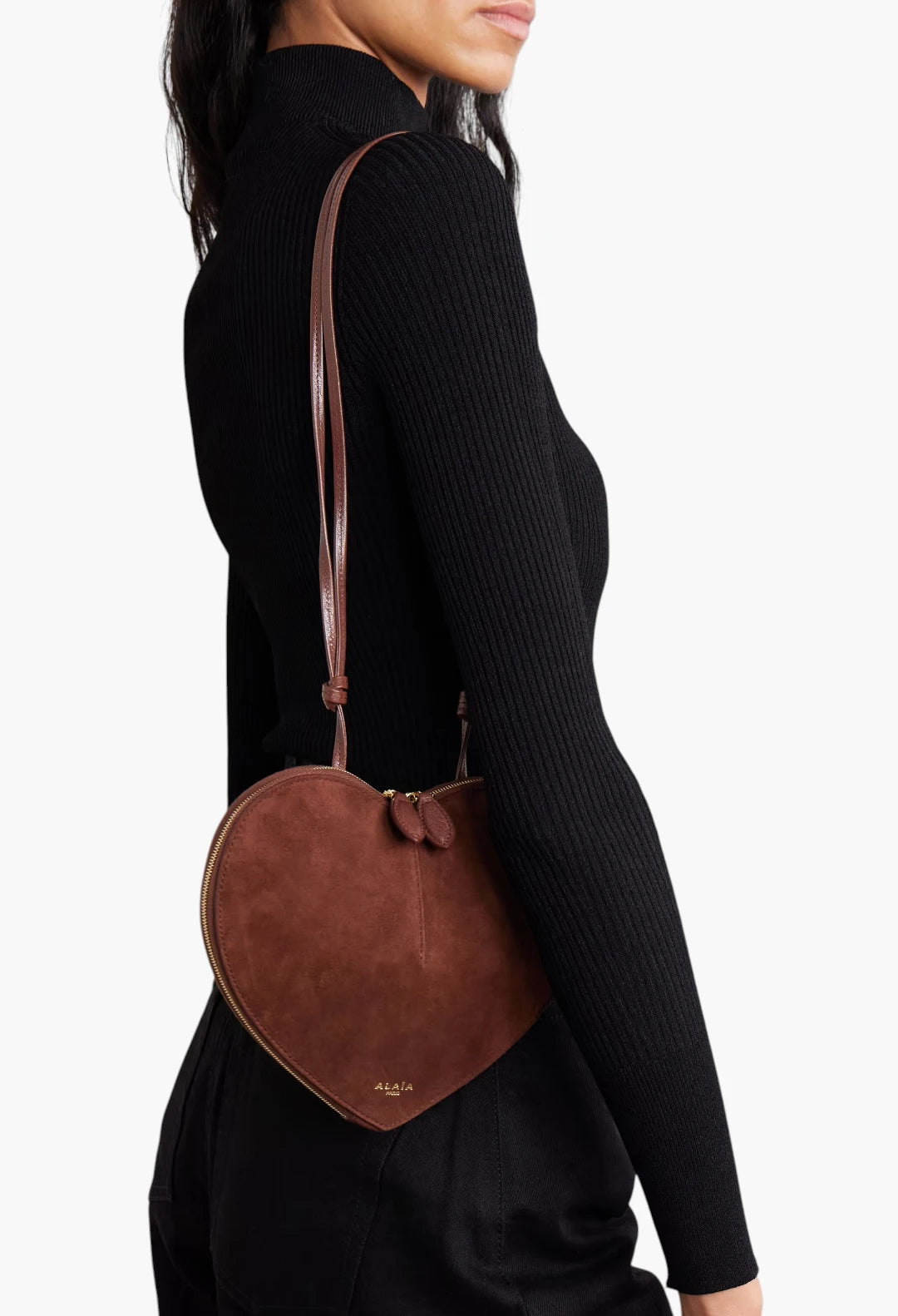 Le Coeur suede and leather shoulder bag