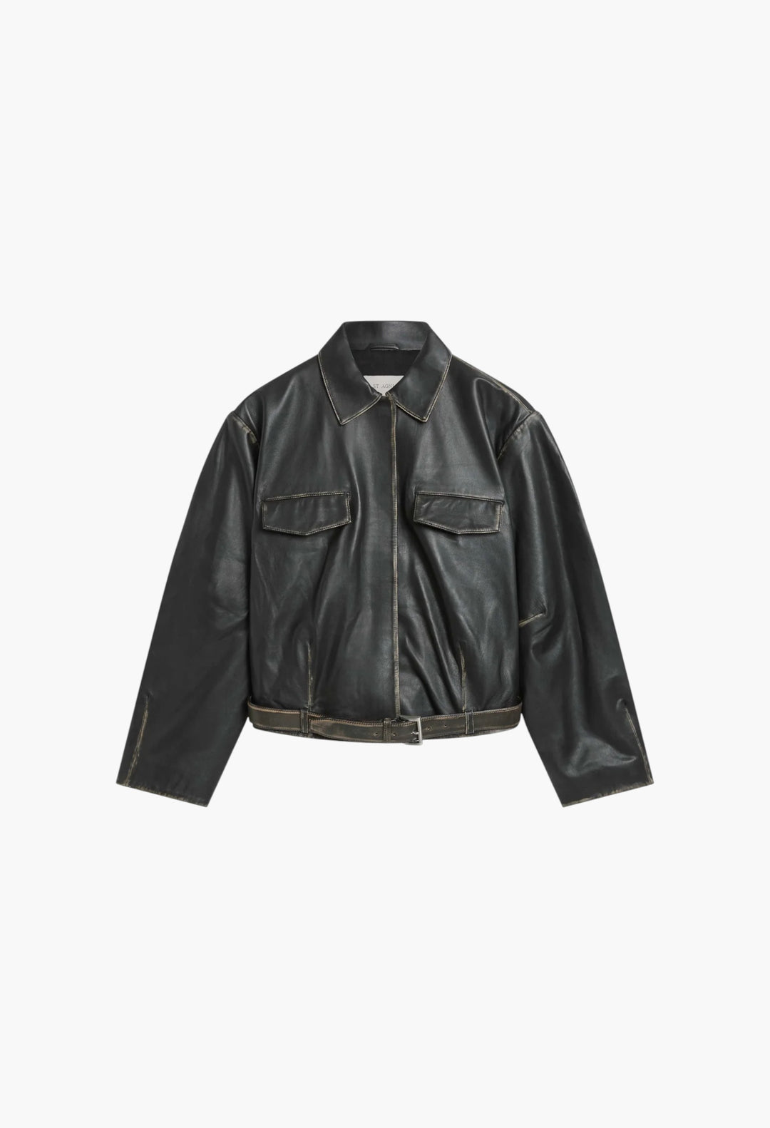 Brushed Leather Belted Jacket - GLAM MODA