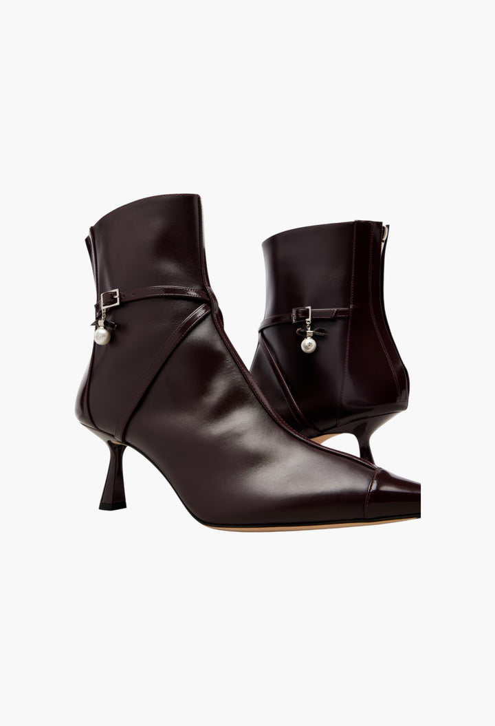Burgundy - Aren 65 Leather Ankle Boots - GLAM MODA